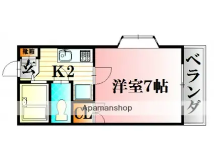 レジデンス上安(1K/3階)の間取り写真