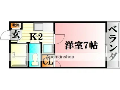 レジデンス上安(1K/3階)の間取り写真