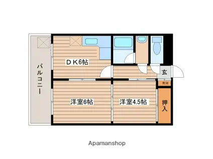 市川マンション(2DK/7階)の間取り写真
