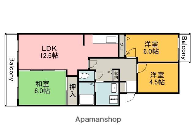 アンデス祇園(3LDK/2階)の間取り写真