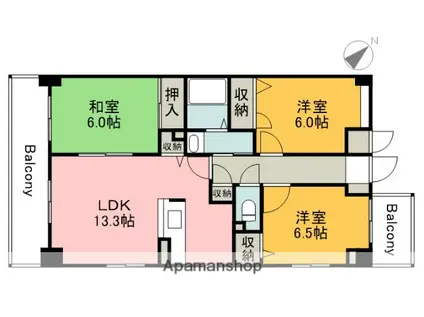 エスペランサ西原(3LDK/4階)の間取り写真