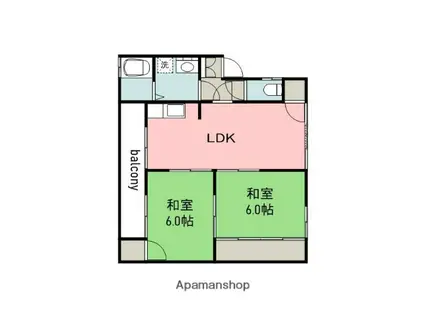 ニューハイム(2LDK/2階)の間取り写真
