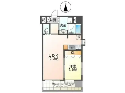 RIVIERE段原(1LDK/4階)の間取り写真