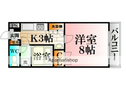 サニーコーポ武田Ⅱ(1K/3階)の間取り写真