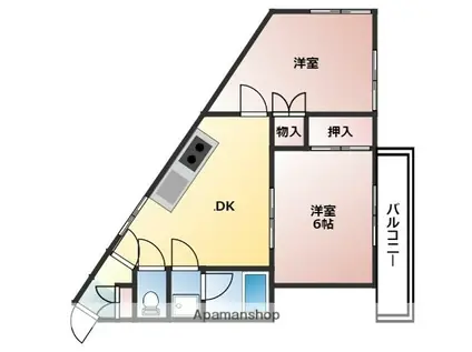横尾ビル(2DK/3階)の間取り写真
