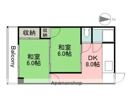 広沢共同ビル(2DK/4階)の間取り写真