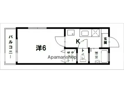 ハイツ緑井(1K/2階)の間取り写真