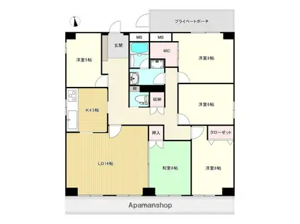 コンフォート宝町(5LDK/10階)の間取り写真