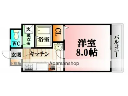 アンペリエK(1K/2階)の間取り写真