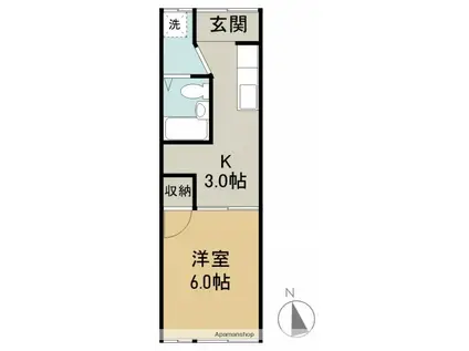 岡野アパート(1K/1階)の間取り写真