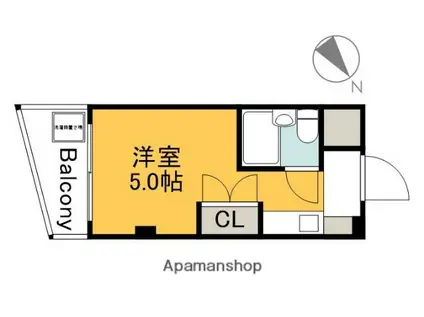 第三ファニー幸(ワンルーム/2階)の間取り写真