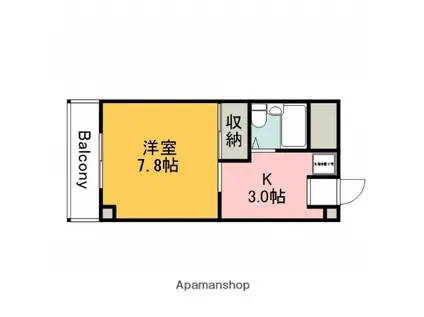 ドゥエリングビル(1K/4階)の間取り写真