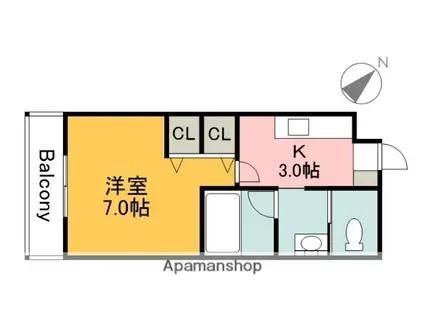 カーサ大塚2ND(1K/2階)の間取り写真