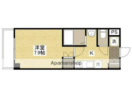 サンリバー可部(1K/4階)の間取り写真