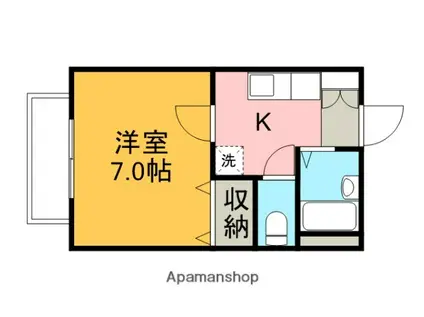 ウエストチェスタードミトリー(1K/2階)の間取り写真