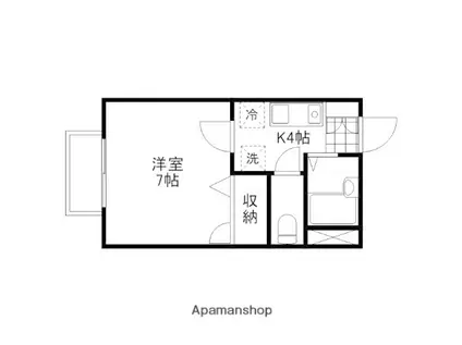 ウエストチェスタードミトリー(1K/1階)の間取り写真