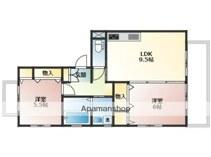 グランメールA棟(2DK/1階)の間取り写真