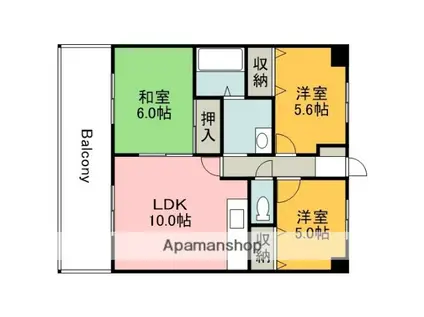 ル・セーヌ中筋(3LDK/3階)の間取り写真