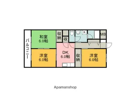 アイレスト牛田早稲田(3DK/4階)の間取り写真