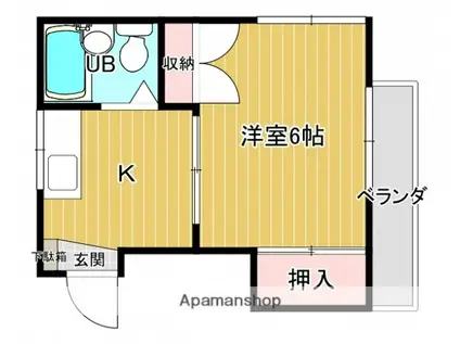 セプト平原(1K/2階)の間取り写真