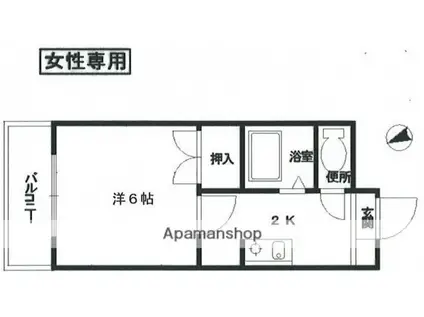 コープレリアン(1K/3階)の間取り写真