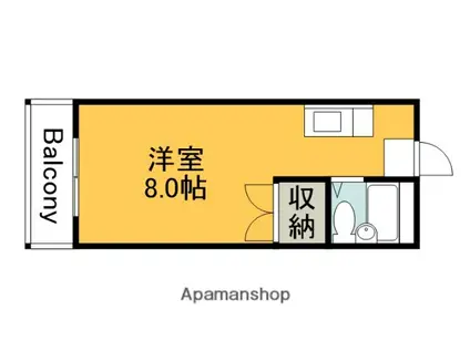 パインハウスⅡ(ワンルーム/2階)の間取り写真