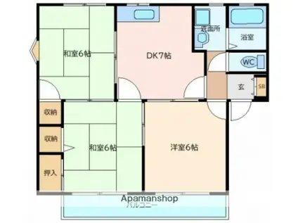 フレグランス光樹A棟(3DK/2階)の間取り写真