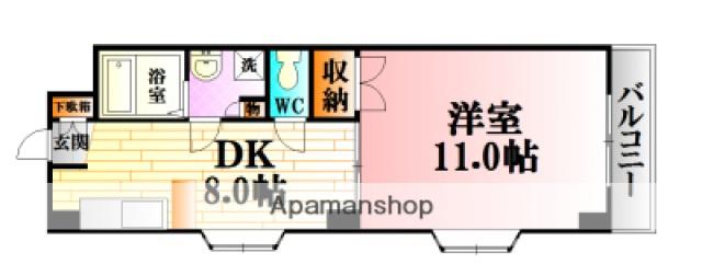 山田ビル(1DK/3階)の間取り写真
