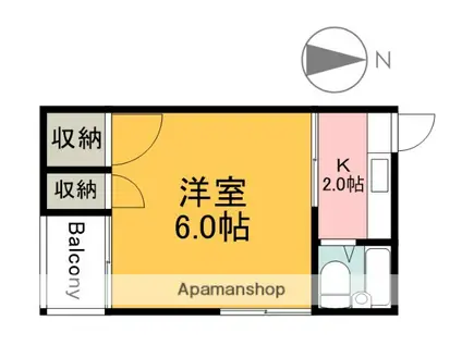 コーポオカモト(1K/1階)の間取り写真