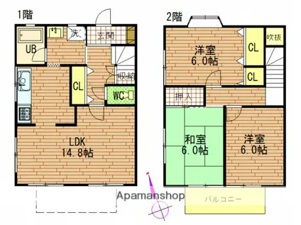 テラス上八木(3LDK)の間取り写真