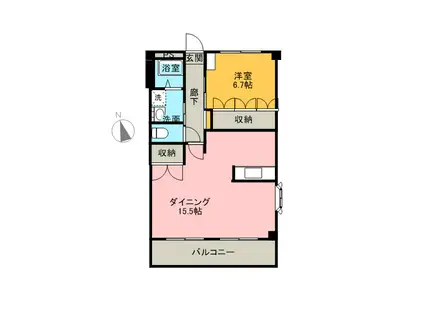 コーポラス北山(1LDK/2階)の間取り写真