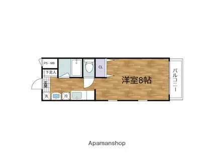 ゼフィルⅠ(ワンルーム/3階)の間取り写真