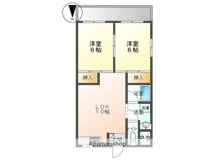 第二中広不動産ビル(2LDK/4階)の間取り写真