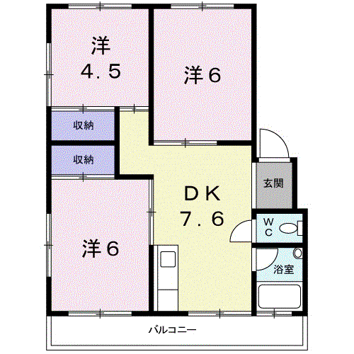 細澤マンション(3DK/3階)の間取り写真