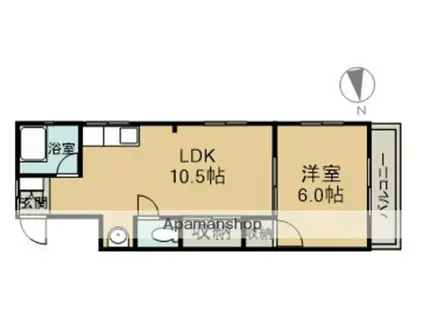 寺本ビル(1LDK/2階)の間取り写真