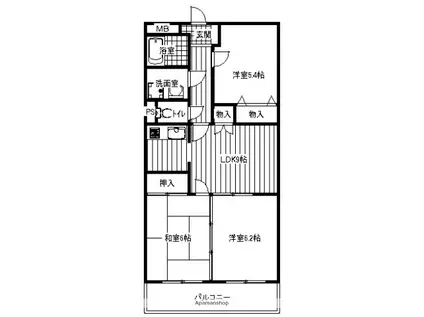 ユーミー尾和(3DK/3階)の間取り写真