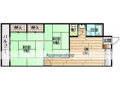下脇ビル(2DK/4階)の間取り写真