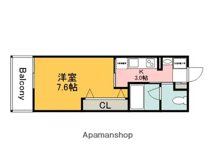 ポルトボヌール山本(1K/3階)の間取り写真