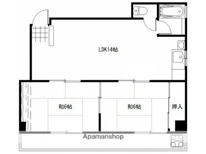 保田ビル(2LDK/2階)の間取り写真