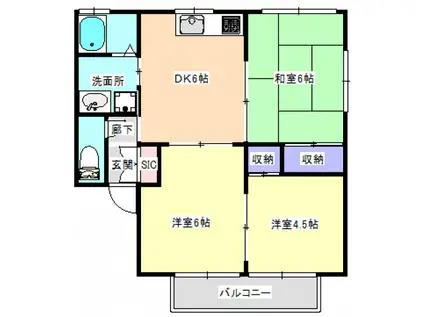 セジュール011(3DK/1階)の間取り写真