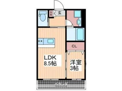 BOND BLD.Ⅱ(1LDK/2階)の間取り写真