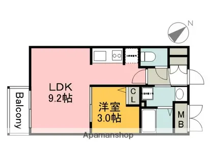 F・R Ⅱ(1LDK/1階)の間取り写真