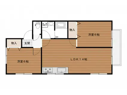 ファミール沼田B(2LDK/1階)の間取り写真