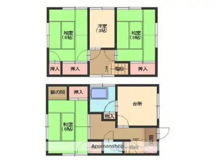 広島電鉄宮島線 佐伯区役所前駅 徒歩19分 2階建 築59年(3DK)の間取り写真