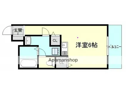 ロアールUS(ワンルーム/2階)の間取り写真