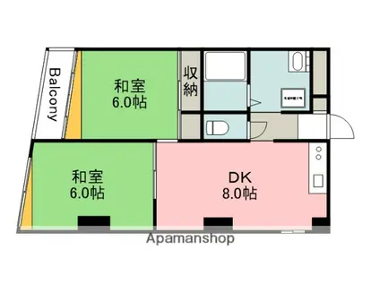 ロワールパレス2号館(2DK/4階)の間取り写真