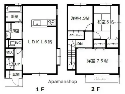 浅野メゾネット(3LDK)の間取り写真