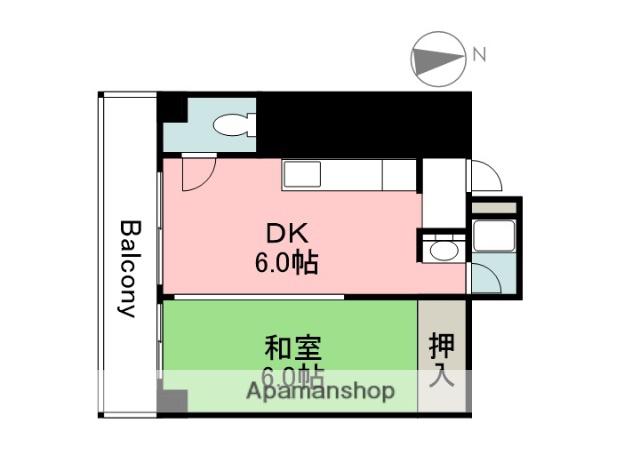 尾世ビル(1DK/2階)の間取り写真