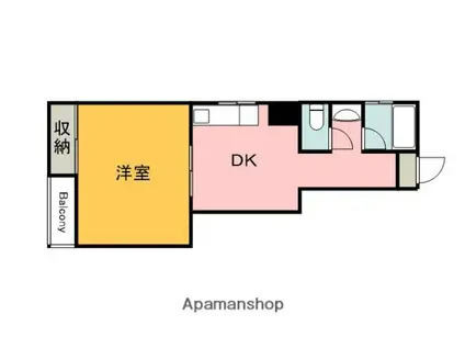 尾世ビル(1DK/3階)の間取り写真