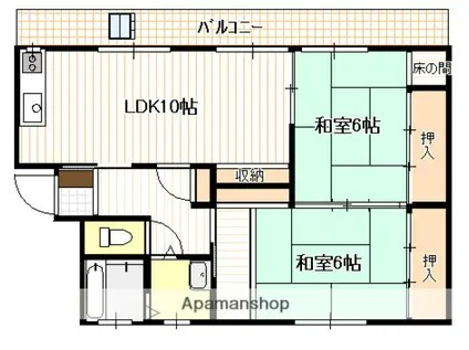 尾那岡マンション(2LDK/2階)の間取り写真